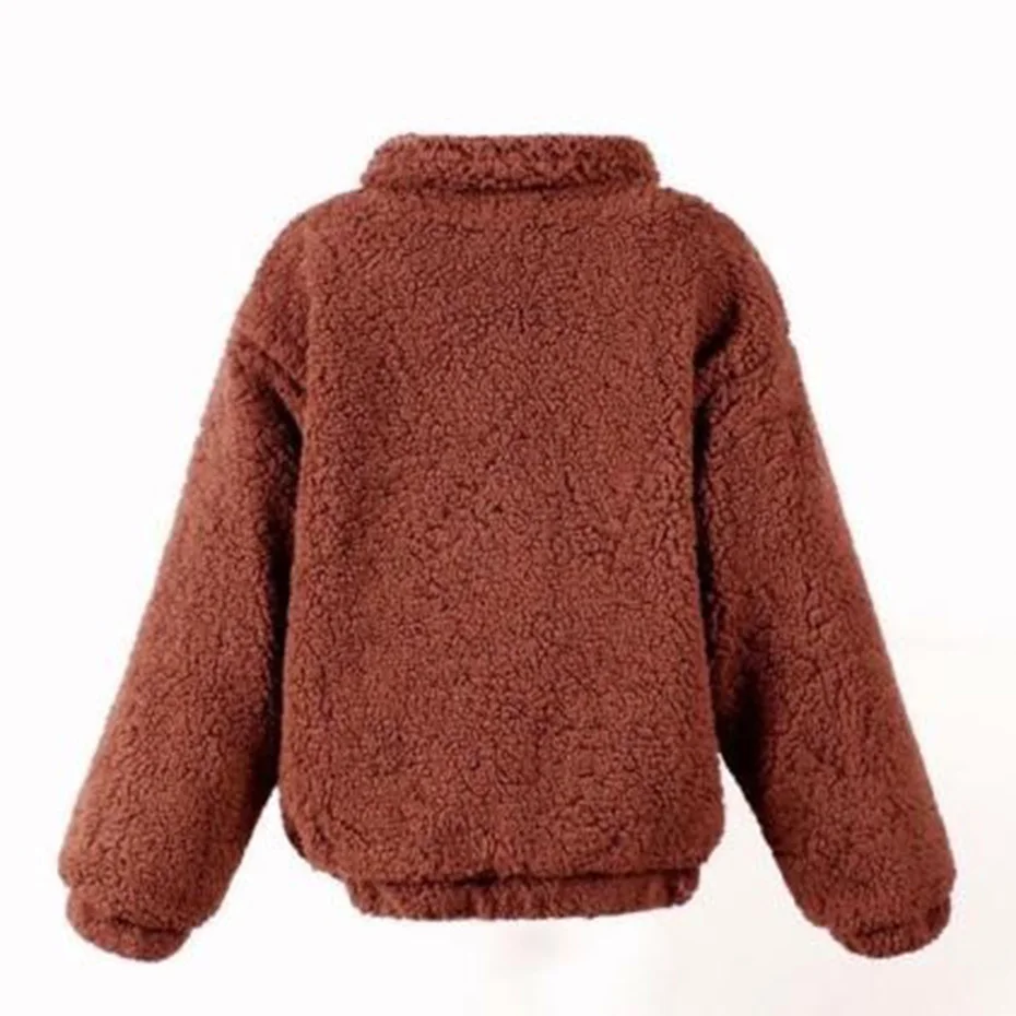 ZOGAA женские свитера плюшевое бархатное пальто с круглым вырезом мохеровые кардиганы милые осенние вязаные свитеры рождественские водолазки - Цвет: Коричневый