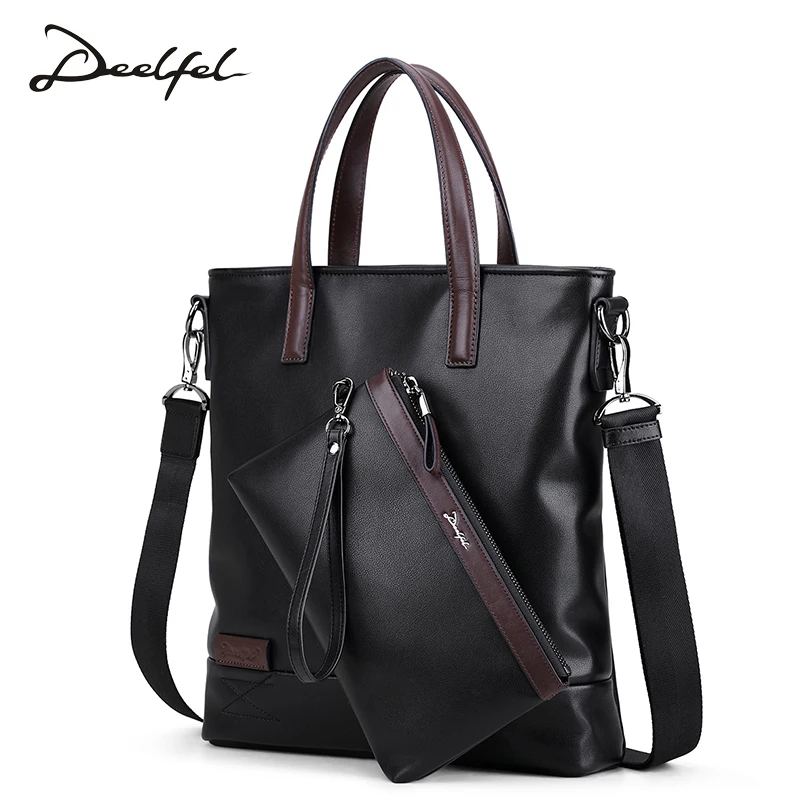 

DEELFEL Women Leather Handbags Casual Men's Bags Handbags Business Men Women Bags Vertical File Bags Shoulder Messenger Bags