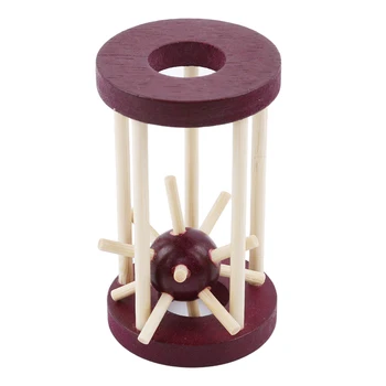 

Wooden Intelligence Lock Take Out Spiked Ball Brain Teaser for Kids Adults Puzzle Toy Office Desk Decor
