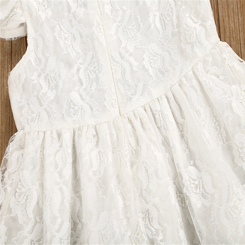 Summer Dress Cotton Toddler Kids Baby Girl Flower Ruffle Princess Party Pageant Dress Clothes White Dress Girl Princess V4# (9)