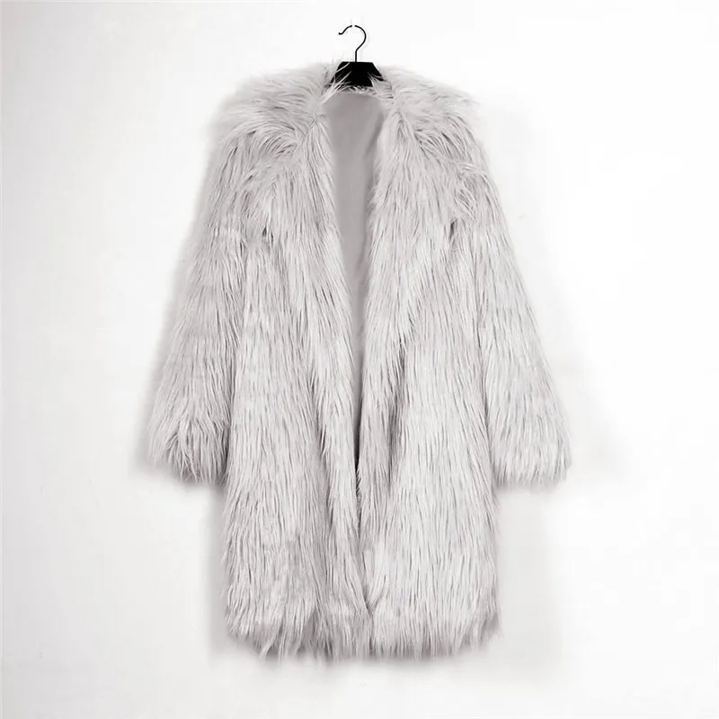

Men's Coat Faux Fur Jacket Men's Faux Fur Fur Coat Autumn Winter Long Trench Coat Color White/Gray/Black/Pink/Inky Green