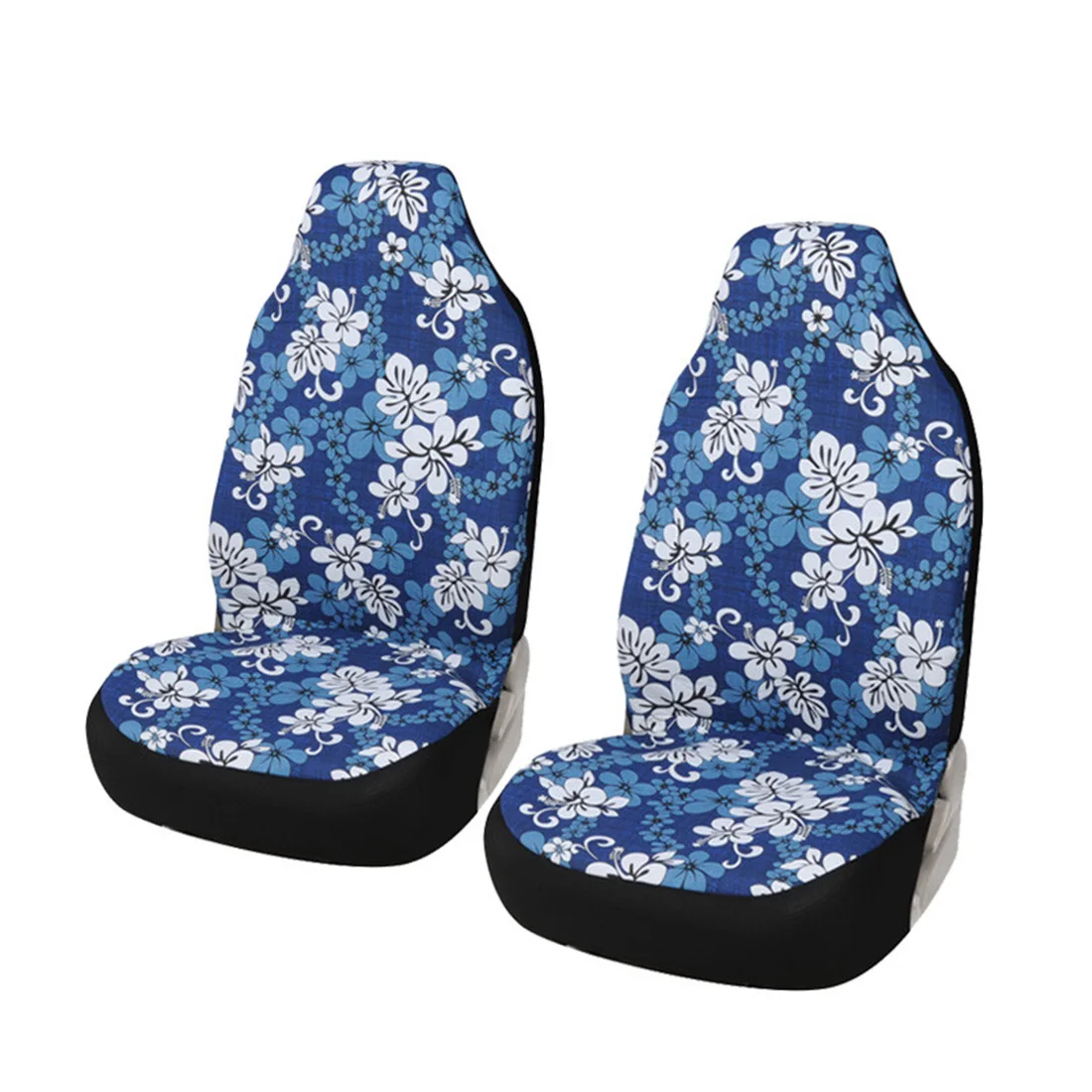 Dewtreetali 2pcs Car Bucket Seat Covers Blue Flower Print Cotton Car
