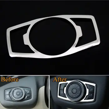 

BBQ@FUKA Stainless Head Light Switch Control Button Decoration Trim Cover Sticker Car-styling Fit for Ford Mondeo Fusion 13-15