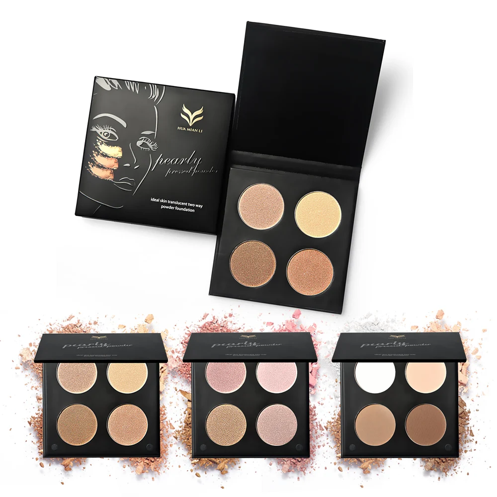 4in1 Pearl Shimmer&Matte Highlighter Bronzer Pressed Powder Palette Set
