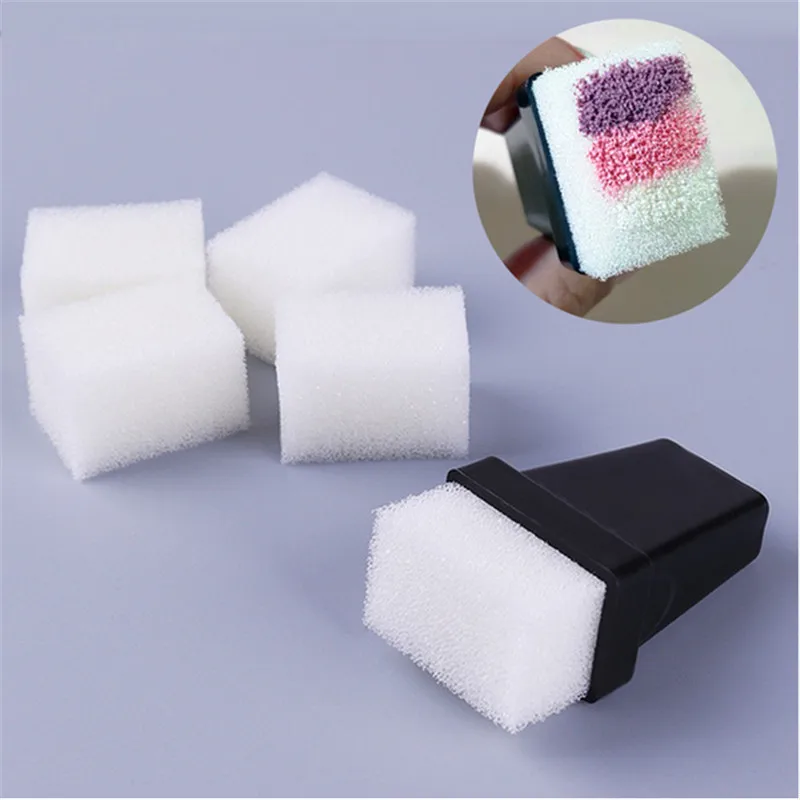 

5Pcs Hollow Sponge with 1Pc Black Sponge Holder for Gradient Color Stamping Sponge Set Manicure Nail Art Gel Polish Varnish DIY