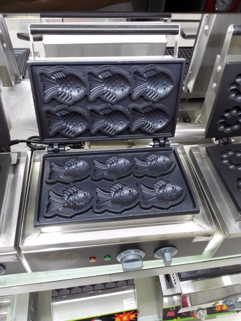 110/220 V Корейский рыба торты Электрический аппарат для коммерческого использования Рыба ШАП торт машина антипригарное мороженое тайяки вафельница