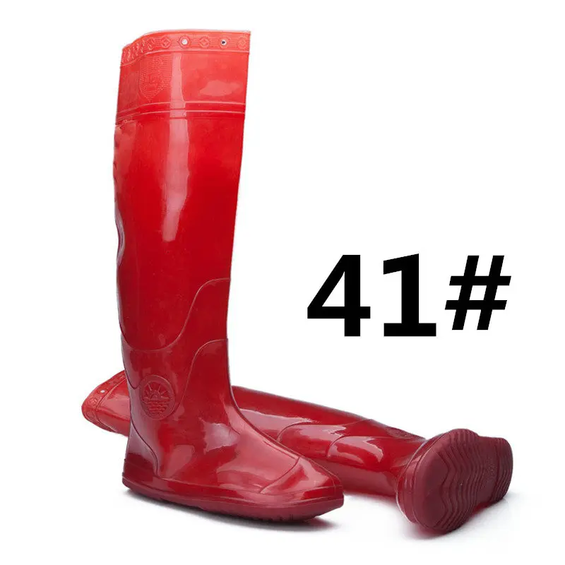 Высокие камуфляжные сапоги 45 см для рыбалки; износостойкие мягкие ботинки из ПВХ для охоты; Универсальные ботинки унисекс для рыбалки - Цвет: Red 41