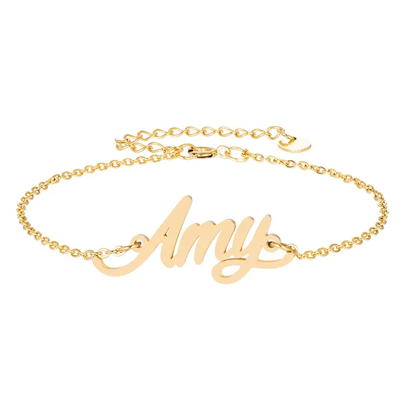 Модное ожерелье из нержавеющей стали + браслет набор &quotAmy&quot с надписью Золотое