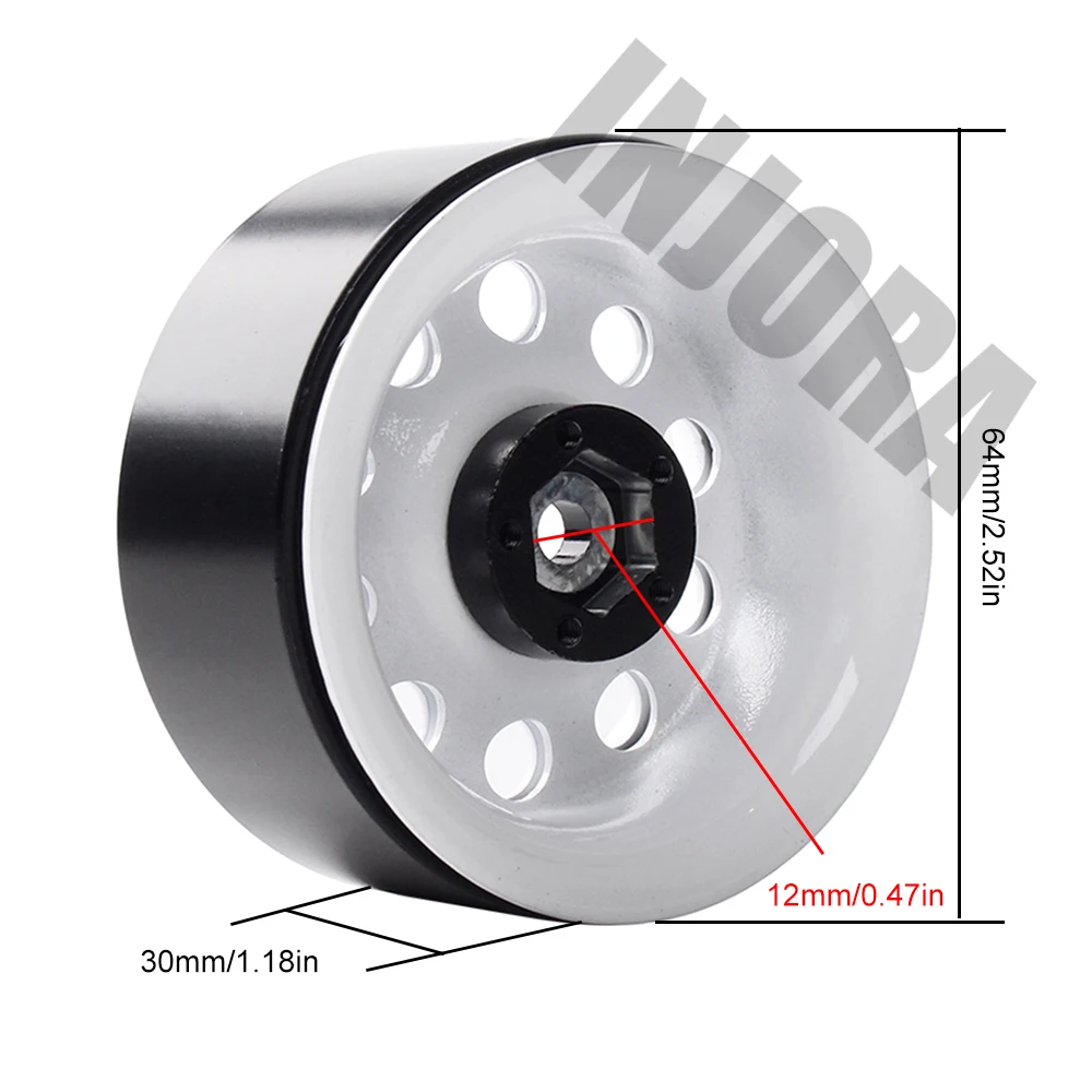  INJORA 4Pcs Metal 2.2 Inch Beadlock Wheel Rim for 1/10 RC Crawler Axial SCX10 RR10 90053 AX10 Wrait