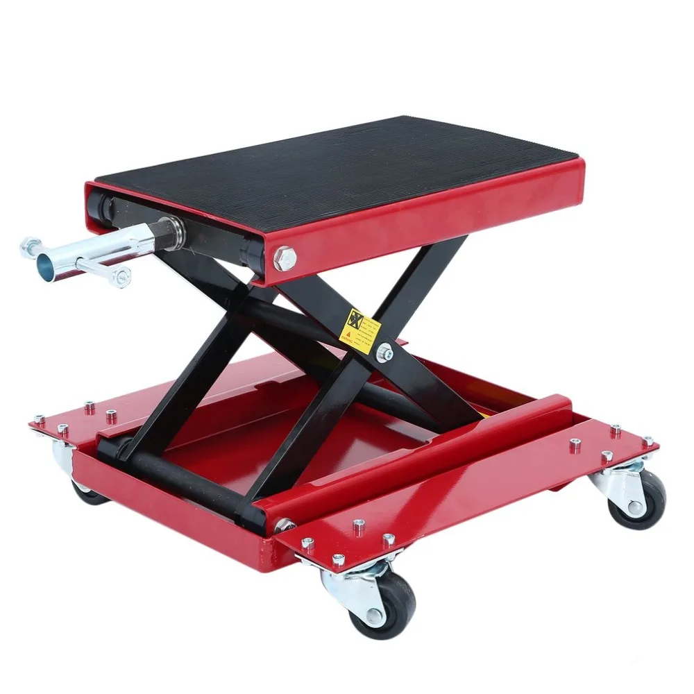 

Heavy Duty Motorcycle Jack With Four Wheels Universal 500KG Scissor Lift Stand Autobike Repairing Platform Multifunction Tools