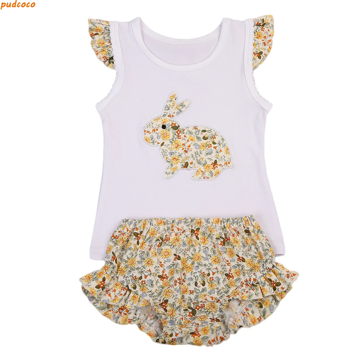 Pretty Toddler Baby Girl Bunny Outfits Clothes Casual Vest Tops Floral Shorts