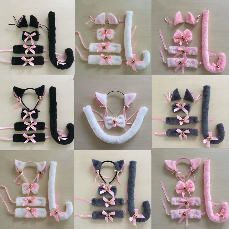 Cosplay&ware Cartoon Cat Fox Ear Bell Headband Bow Neckwear Maid Anime Cosplay Fancy Dress Set Women Girls Party Props Costume -Zentai shop online