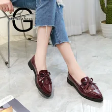 Дропшиппинг Gtime/модные дамские туфли на плоской подошве Повседневное с бантом и бахромой оксфорды с острыми носками для женщин Туфли без каблуков; удобная обувь без шнуровки ZSTM43