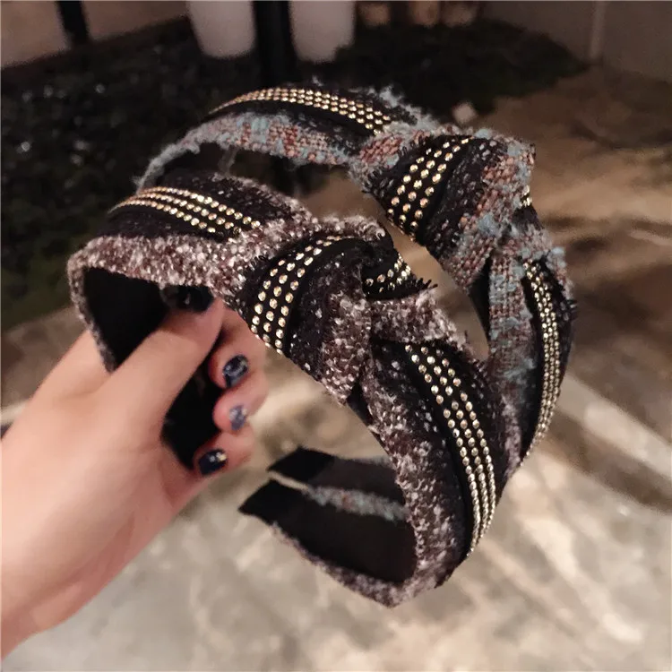 

Fashion rivet Bead lace Hair Hoop Headband Hairband for Women Girls Small fresh style Hair Band Hair Accessories