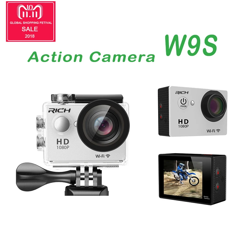 

RICH W9S Action Camera Ultra HD wifi Mini Cam 4K 1080p/720P underwater Waterproof Video Sports Cameras