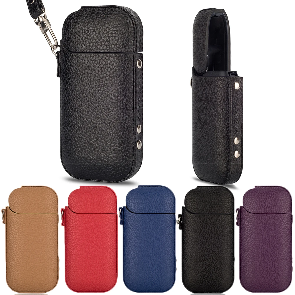 

Dirt-resistant Anti-knock PU Leather Protective With Lanyard Carrying Electronic Cigarette Case Holder Portable For IQOS II III