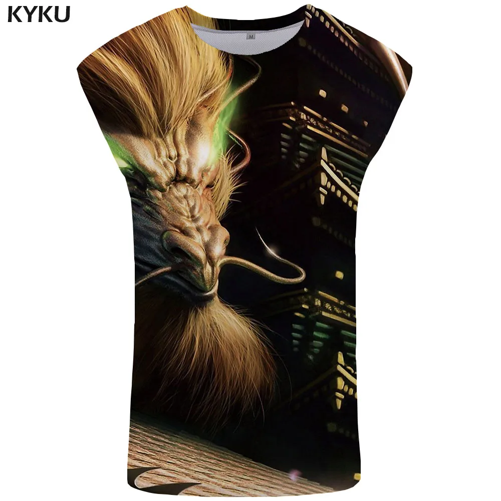 KYKU бренд Dragon Tank Топ для мужчин животное Singlet Dragon Ball Z жилет молния для мужчин s Бодибилдинг война Стрингер мужская майка