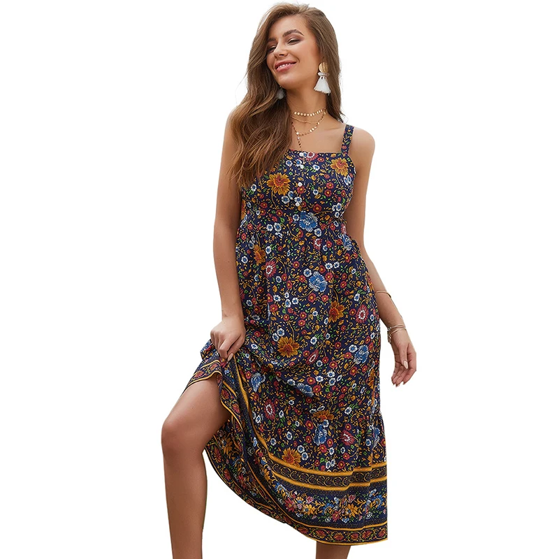 

2019 Summer Autumn Plus Size Dresses Women Loose Long Vintage Dress Printing Boho Shirt Dress Vestidos Maxi Robe Fashion Female