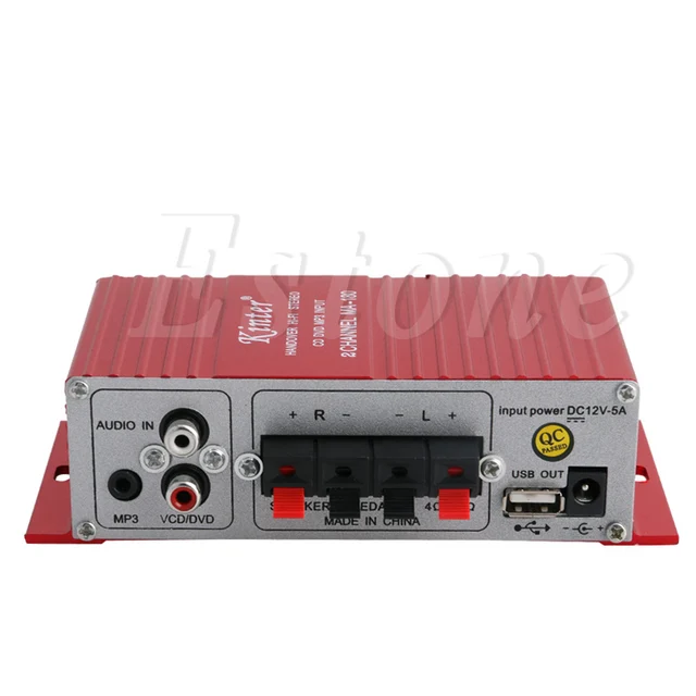 MA-180 DC12V 2-CH Mini Hi-Fi AMP Stereo USB Car Boat Audio Auto Power Amplifier