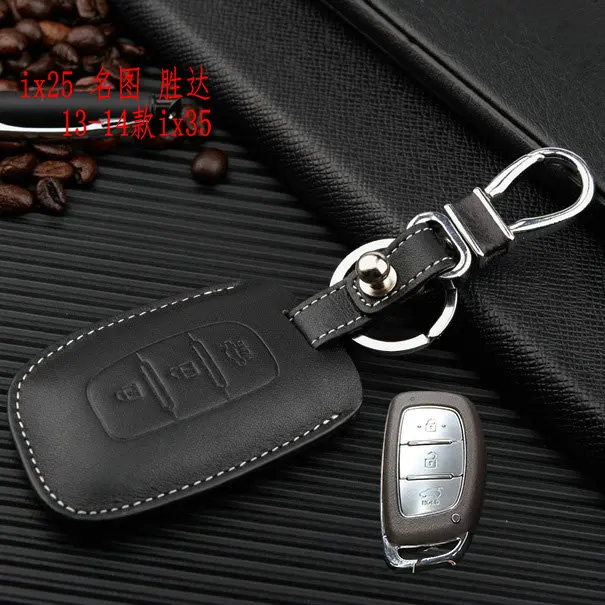 Кожаный чехол для ключей автомобиля для hyundai ix35 ix25 Santafe держатель для ключей для Kia k5 k3 kx5 Sportage R Sorento чехол для брелока - Название цвета: D  black