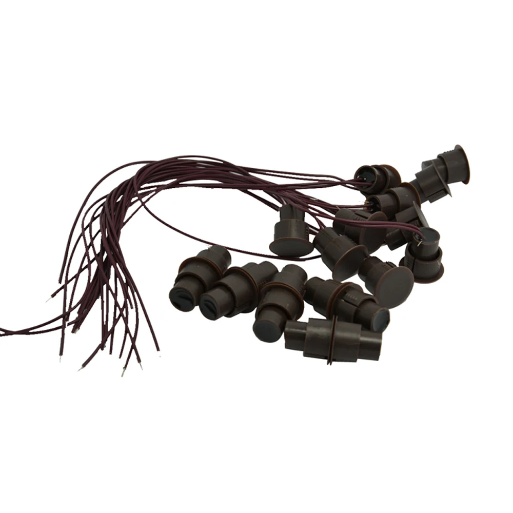 Marrom com Fio Saída de Relé Sensor de Contato de Porta Interruptor Magnético Porta Aberta Alarme Escondido Instalação nc Ímã 10 Pcs Cor
