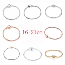 16-21 см Европейский Змеиный браслет-цепочка с круглым зажимом в форме сердца(не серебряный материал) F001