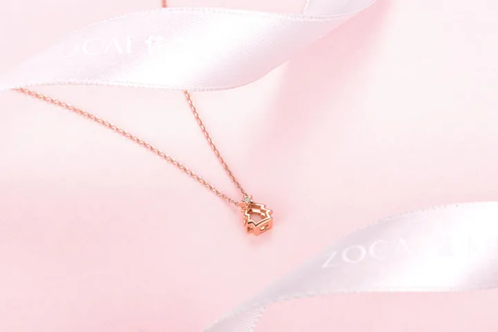 ZOCAI Рождественский подарок бриллиантовое ожерелье Настоящее сертифицированное 0,004 карат бриллиант 18 К розовое золото(Au750) Рождественская елка кулон D04997