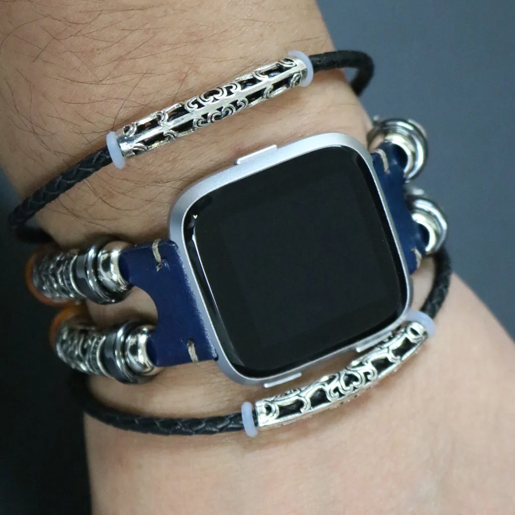 Замена кожаный ремешок, Браслет для Fitbit Versa/Versa Lite Смарт-часы долговечные аксессуары#701