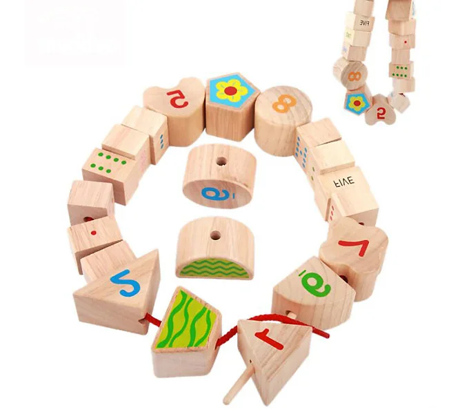 Дети форма номер конструкторы деревянные шнуровки нанизывая бусины обучения познание обучающие игрушки для детей
