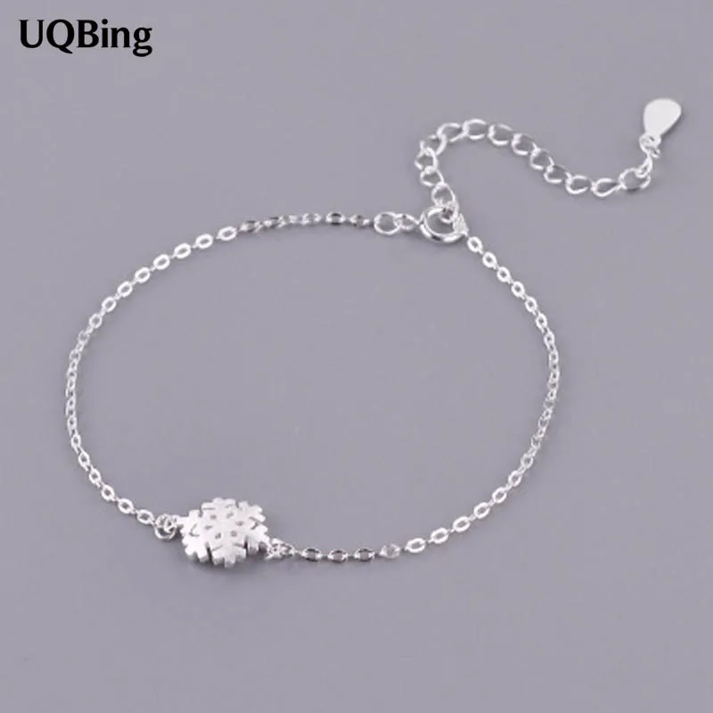 

Korean Fashion Silver Snowflake Charm Bracelet 925 Sterling Silver Bracelet Women Accessories Srebrna bransoletka