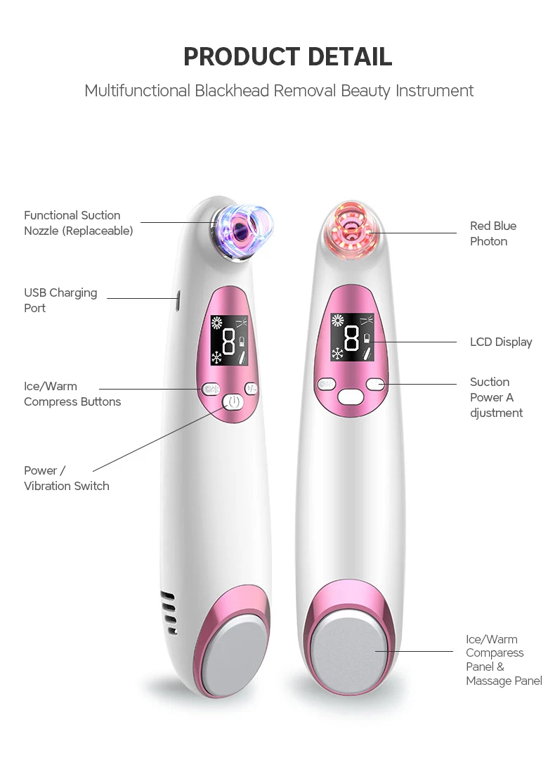 Lescolton многофункциональный вакуумный удалитель черных точек Фотон красота нос холодный Горячий уход ЖК-дисплей массажер акне экстрактор инструмент для очистки