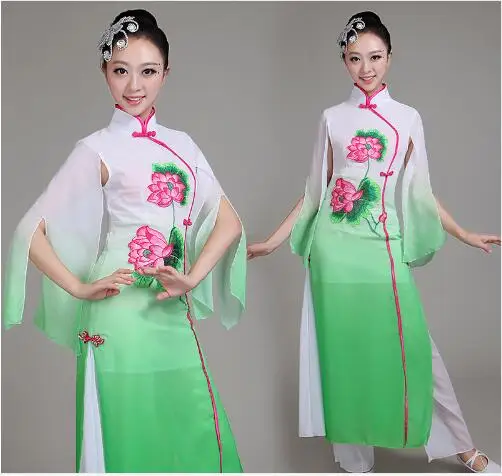 (0185) Women Chinese Folk dance costumes sequins Embroidery peony Hanfu yangko/umbrella/fan dance classical dance costume
