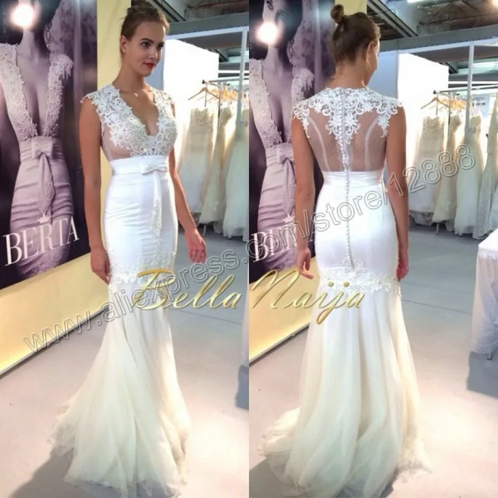 No Train Sexy Design Cheap Price White Satin Tulle Lace ...