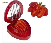 1PC New Plastic Strawberry Slicer Fruit Carving Knife Cutter With 7 Stainless Steel Sharp Blade Kitchen Gadgets OK 0478