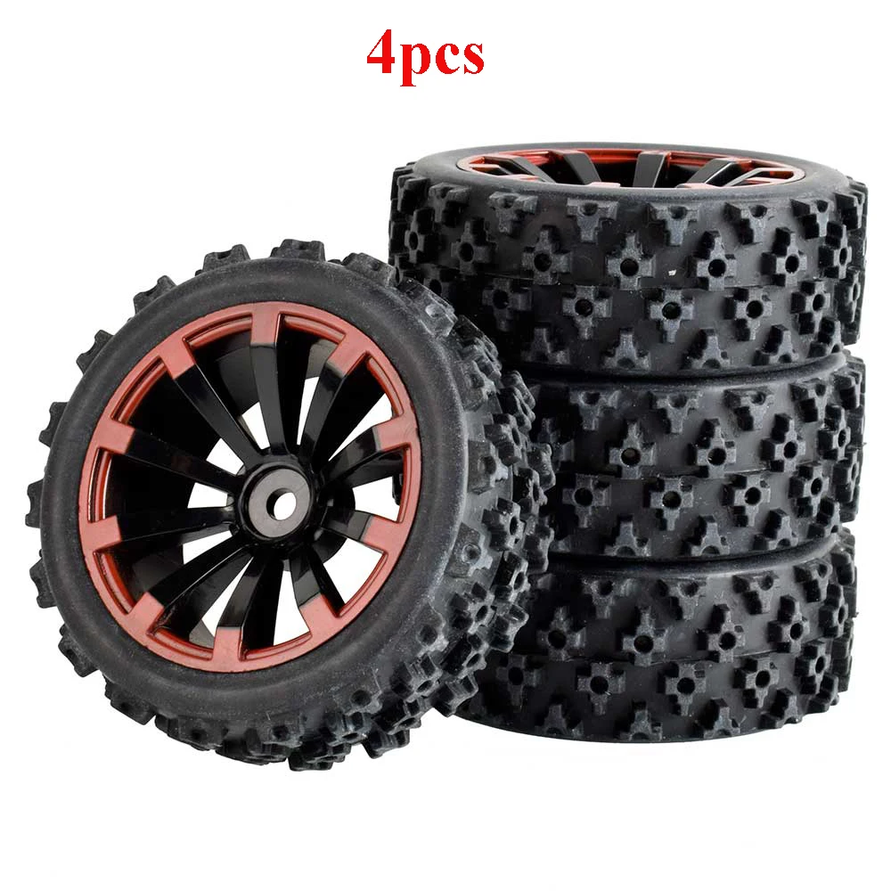 

4Pcs HSP Tire 1/16 Rally Tire Skin 70mm Wheel Wheel Rim Wheel Hub fr RC Model Plum Pattern for 1/10 Flat Modification Rally Tire