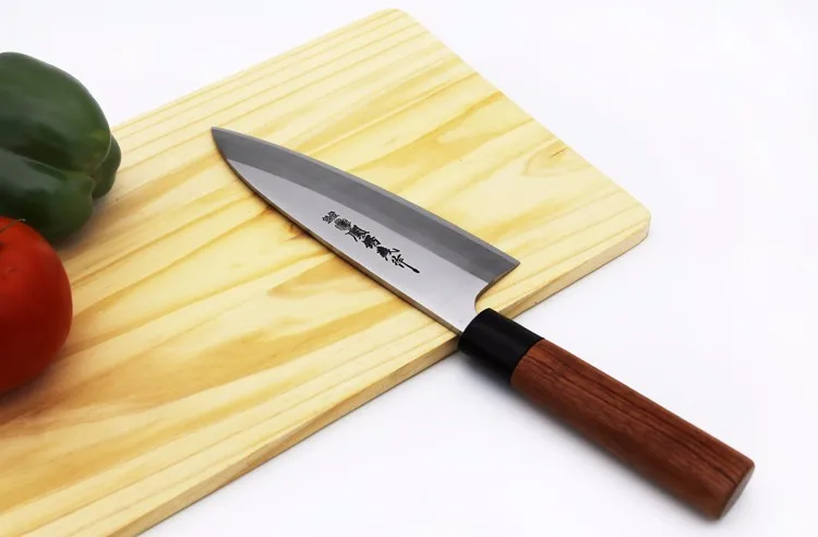 LD 7 дюймов сашими ножны для ножа Пособия по немецкому языку стали с неприлипающим покрытием односторонняя Растяжка тесак нож шеф-повар черное дерево ручка