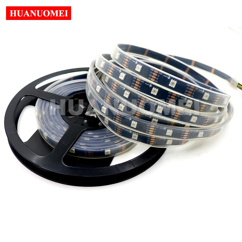 

Адресуемая Светодиодная лента HD107S (аналогичная APA102) 5050 SMD индивидуально, гибкая лента RGB для ТВ 5 В, черная Водонепроницаемая печатная плата IP67, 5 м, 30 светодисветодиодный, s/M