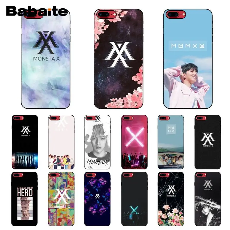 

Babaite Monsta X KPOP Boy Group Smart Cover Black Soft Shell Phone Case for iPhone X XS MAX 6 6s 7 7plus 8 8Plus 5 5S SE XR