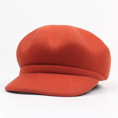 Осень-зима, шерстяная шапка, Модный берет газетчика, шапки для женщин, восьмиугольная шапка, женская шапка, зимняя шапка художника - Цвет: orange