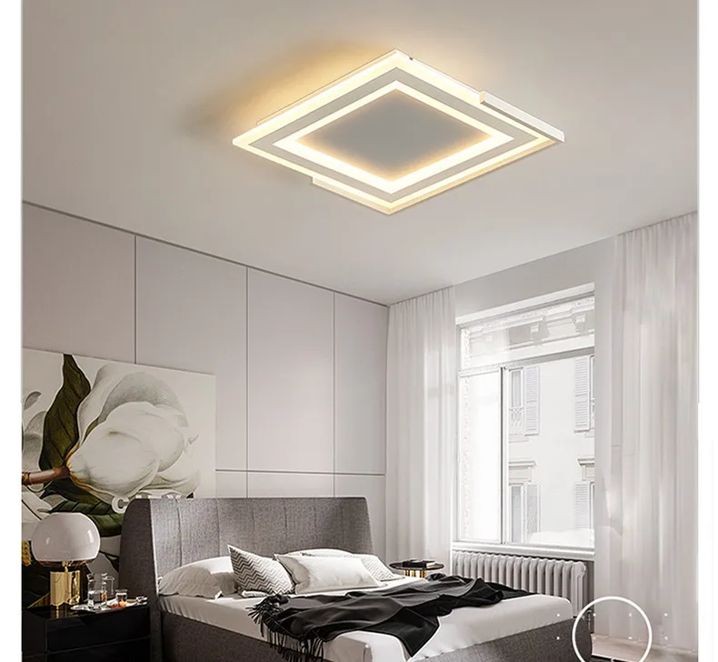 Современный светодиодный потолочный светильник, металлические потолочные лампы для спальни, столовой, квадратный поверхностный монтаж, светодиодный светильник s Black lampara Techo