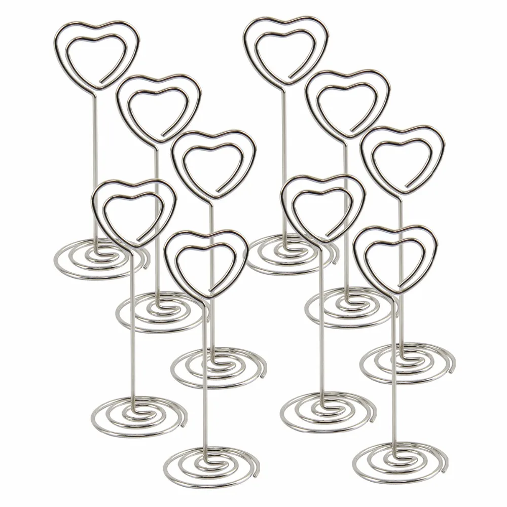 

Nosii 10pcs/set Heart Shape Place Card Holder Photo Memo Clip Table Number Name Tag Stand Base Decoration Xmas