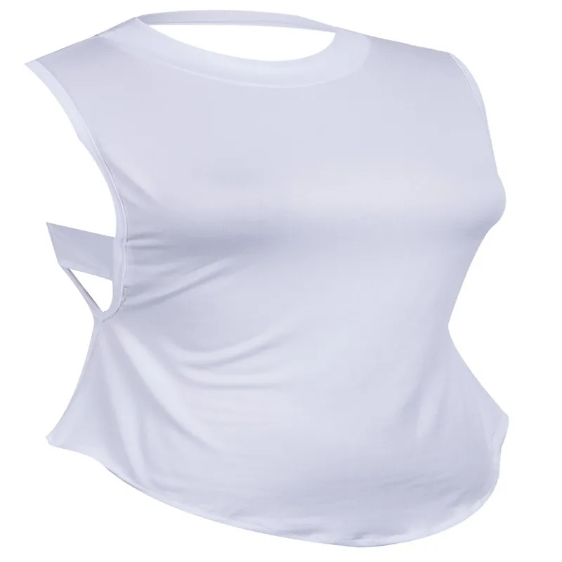 Женский простой высокий вырез, открытая спина бюстгальтер Бюстгальтер Бюстье Cami t-shirt Топы укороченный