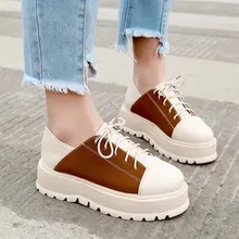 Лоферы на платформе с круглым носком; повседневная обувь на плоской подошве; женские шлепанцы на шнуровке; сезон осень; женские шлепанцы на плоской подошве; обувь на шнуровке; кроссовки; оксфорды; Размер 8