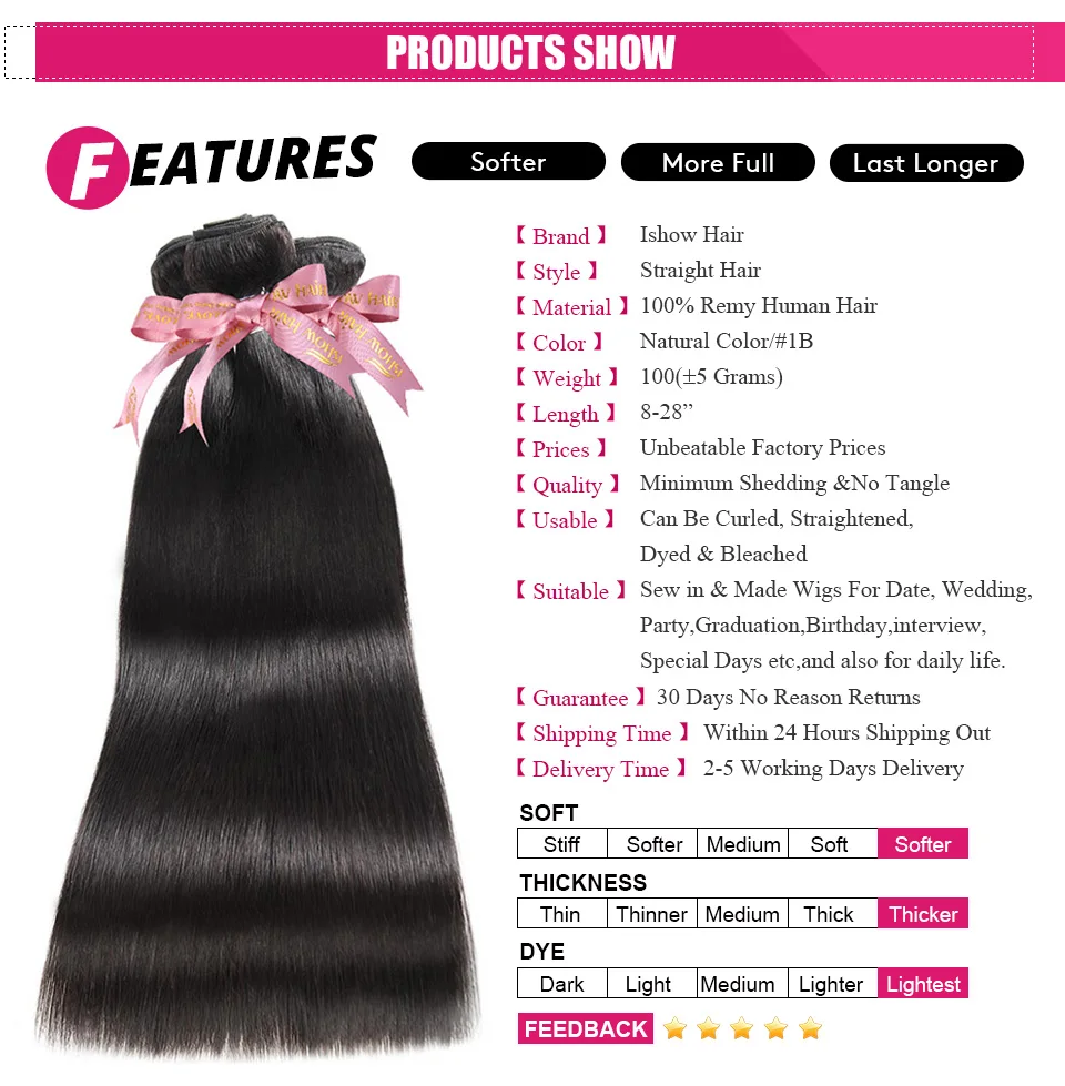 ishow straight remy human hair weave (2)