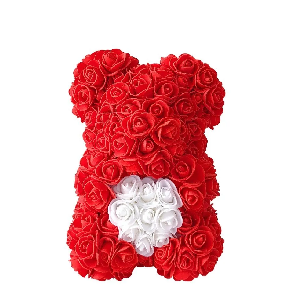 Лидер продаж, подарок на день Святого Валентина, 25 \ 40 см, красный медведь, роза, плюшевый медведь, розы, искусственные украшения, рождественские подарки, подарок на день Святого Валентина - Цвет: Red  25cm