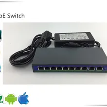 10 портов 48 в 8 PoE инжектор питания через Ethernet коммутатор 120 Вт IEEE802.3af/at 1,2+/3,6-с адаптером питания для ip-камеры видеонаблюдения