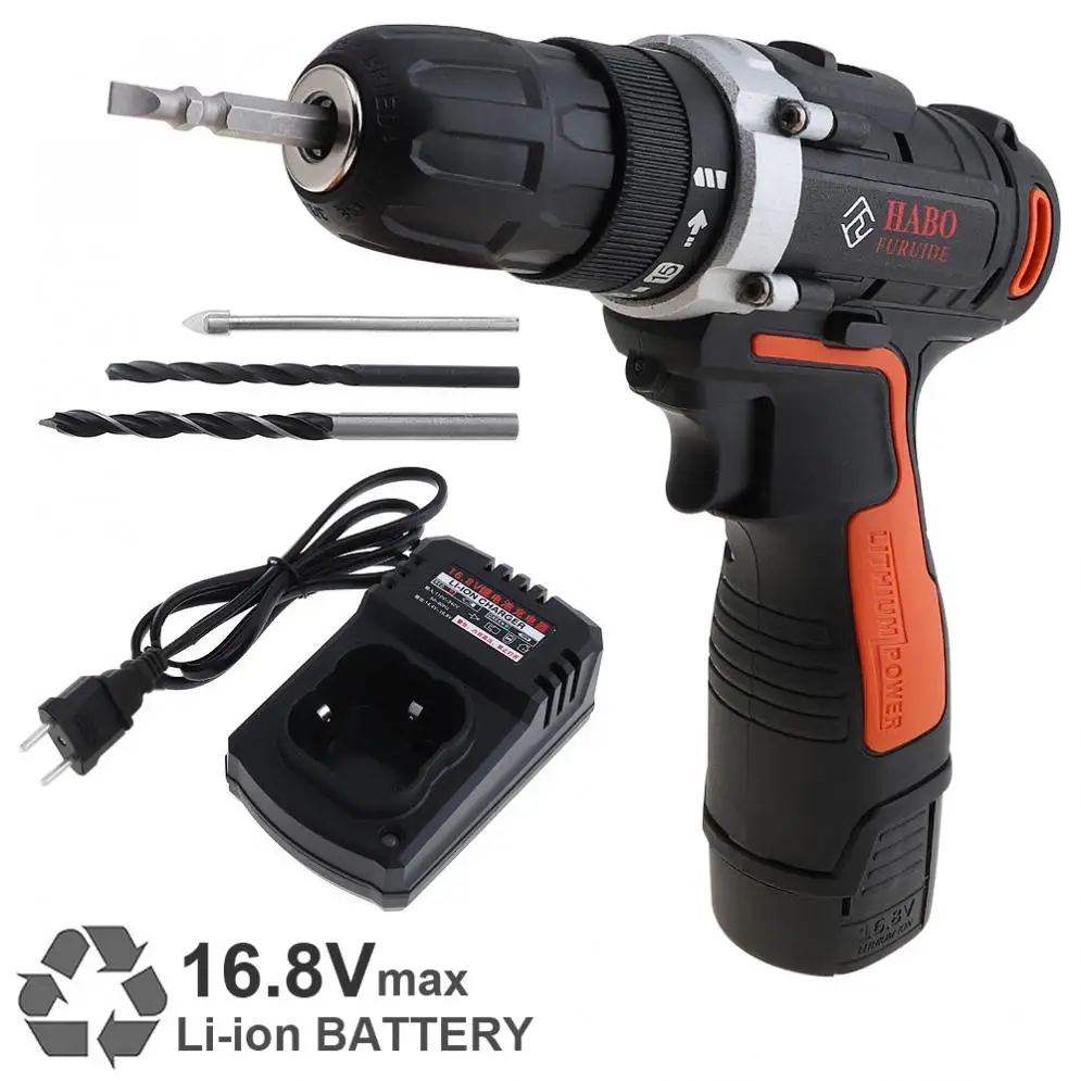 

Cordless 16.8V AC 110 - 240V Electric Drill/Screwdriver with 15 Gear Torque for Handling Screws / Punching