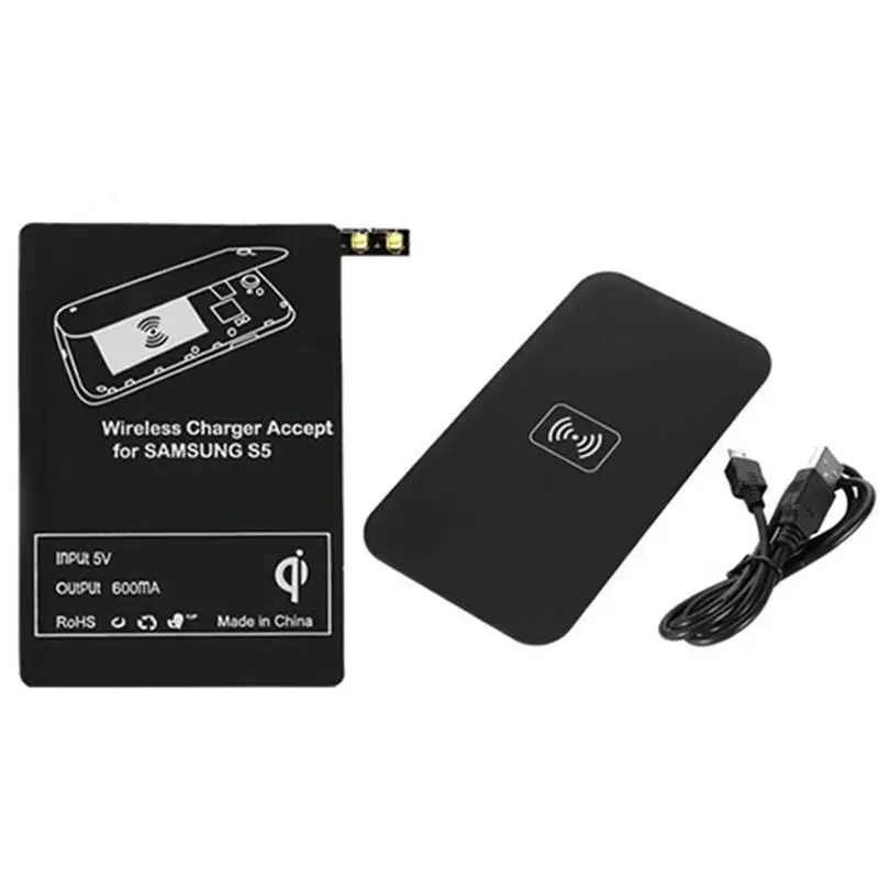 Universal Qi Wireless Charger Charging Pad Mat + Receiver Kit for Samsung Galaxy S3/S4/S5 Note 4/3/2 With Micro USB Cable Black
