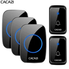CACAZI Intelligent Waterproof Wireless Doorbell 2 Button 3 Receiver LED Light Home Cordless Calling Door Bell US EU UK AU Plug цена CACAZI Intelligent Waterproof Wireless Doorbell 2 Button 3 Receiver LED Light Home Cordless Calling Door Bell US EU UK AU Plug цены онлайн