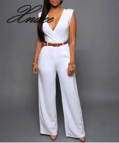 Women Sexy Jumpsuit Office Lady V Neck Sleeveless Rompers FEmale Wide Loose Leg Pants Playsuit Sashes Women Jumpsuits Women Sexy Jumpsuit Office Lady V Neck Sleeveless Rompers FEmale Wide Loose Leg Pants Playsuit Sashes Women Jumpsuits